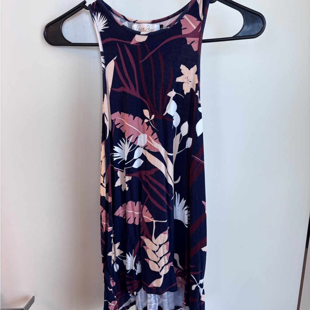 Ava Sky Navy and Pink Patterned Top